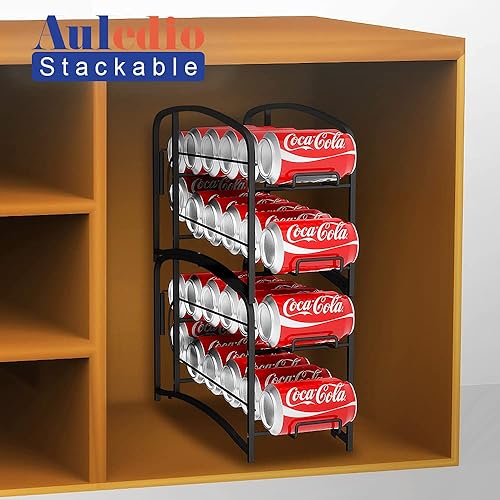 Miniatura 4 de AULEDIO Estante dispensador de latas de bebidas, organizador de almacenamiento para alimentos enlatados o refrigerador de despensa, negro (paquete