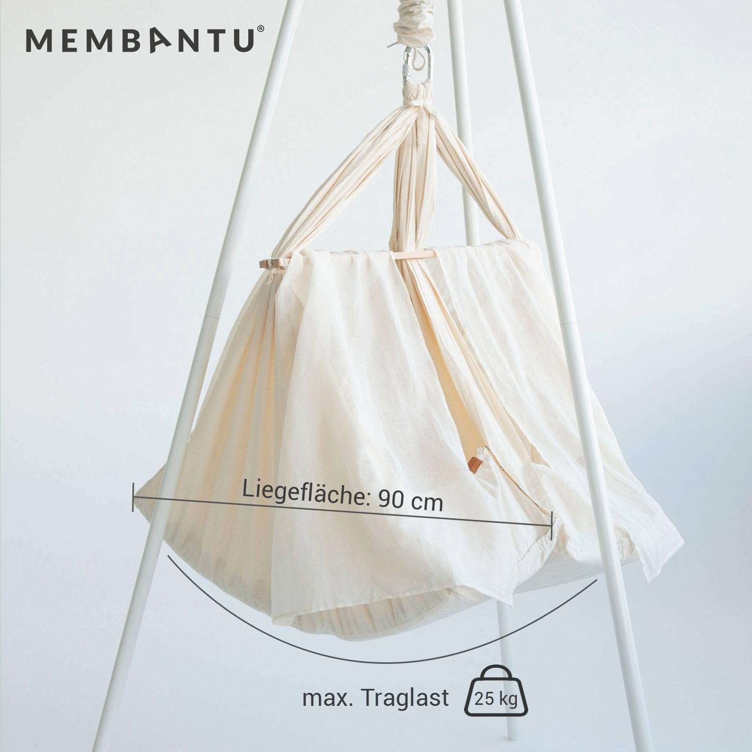 Federwiege Baby für Zwillinge - Baby-Wiege aus Bio-Baumwolle - Baby-Hängematte inkl. Feder - Baby-Stoffschaukel Plus Matratze und Baldachin - Baby-Hammock bis max. 15 kg - Natur
