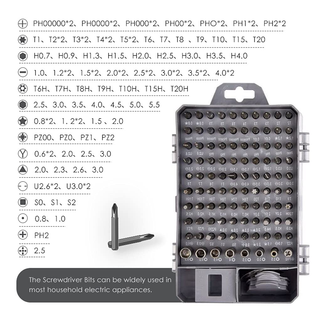 Juego de Destornilladores 115 en 1, Juego de Herramientas de reparación de precisión, Juego de Puntas de Destornillador Hexagonal Torx magnéticas para Reparar Herramientas manuales de PC