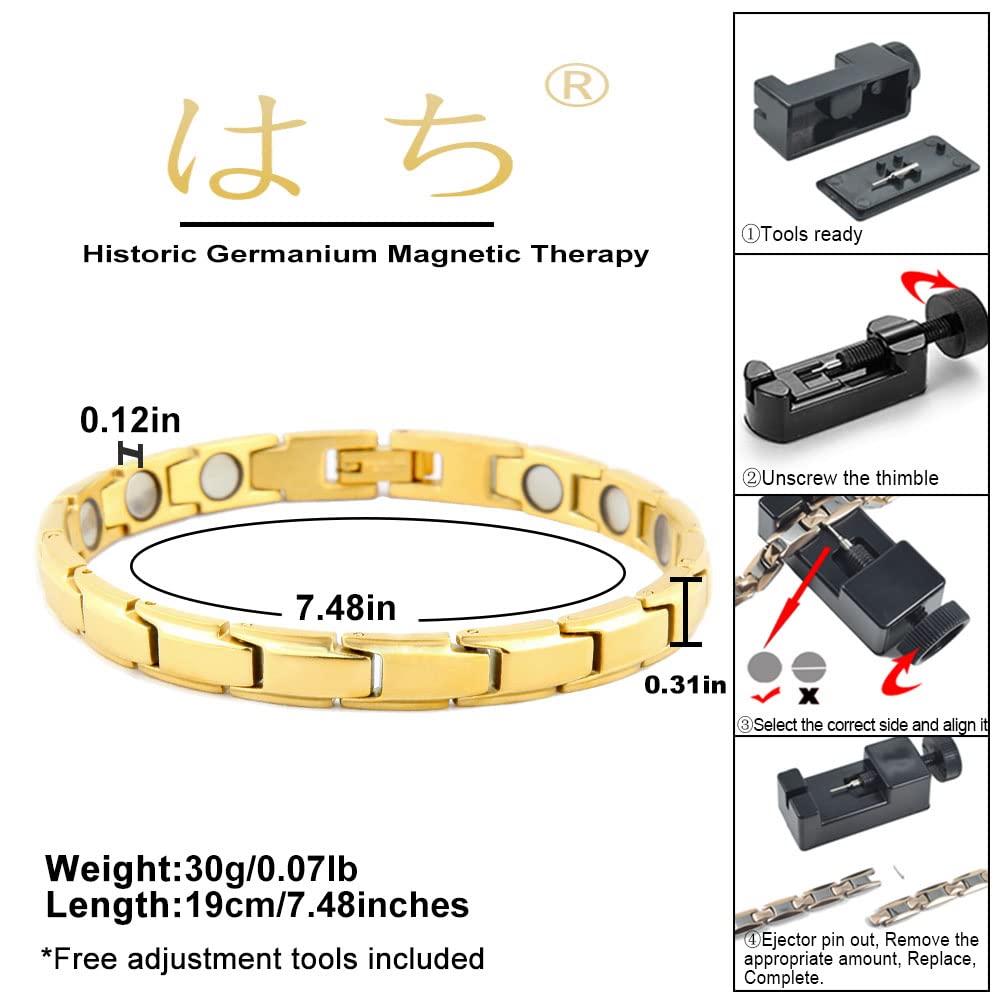 Braccialetto magnetico per terapia magnetica da donna in acciaio al titanio puro bracciale magnetico per la salute con magnete al germanio energetico da uomo