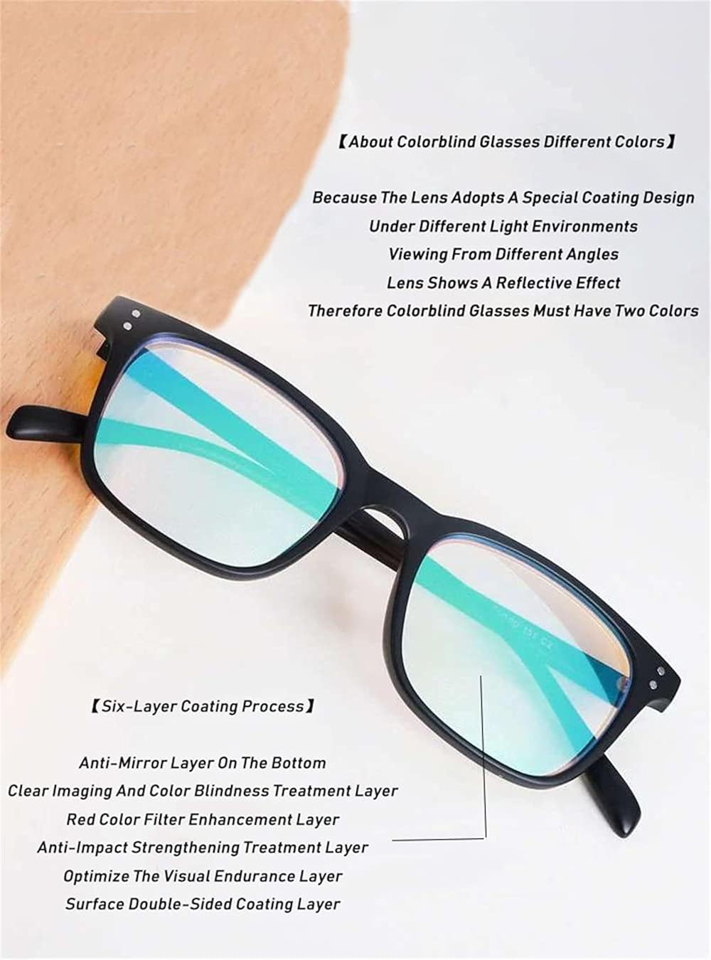 Cheap Men's Colorblind Glasses Red Green Blindness Glasses Both Outdoor and Indoor Use