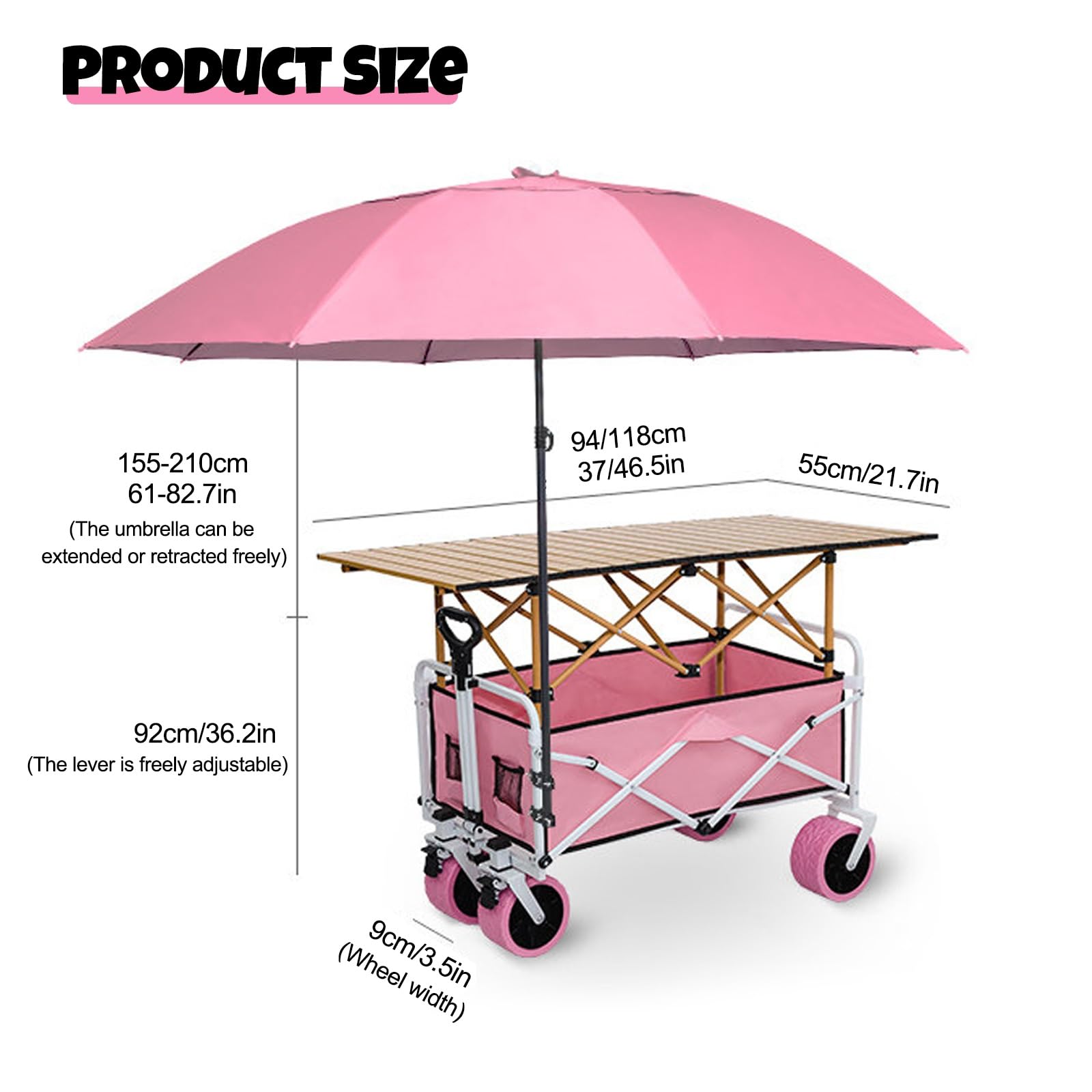Faltbarer Outdoor-Händlerwagen mit Baldachin, kommerzieller mobiler Street Food Cart Präsentationsständer mit feststellbaren Rädern für Markt, Street Food, Camping, Veranstaltungen