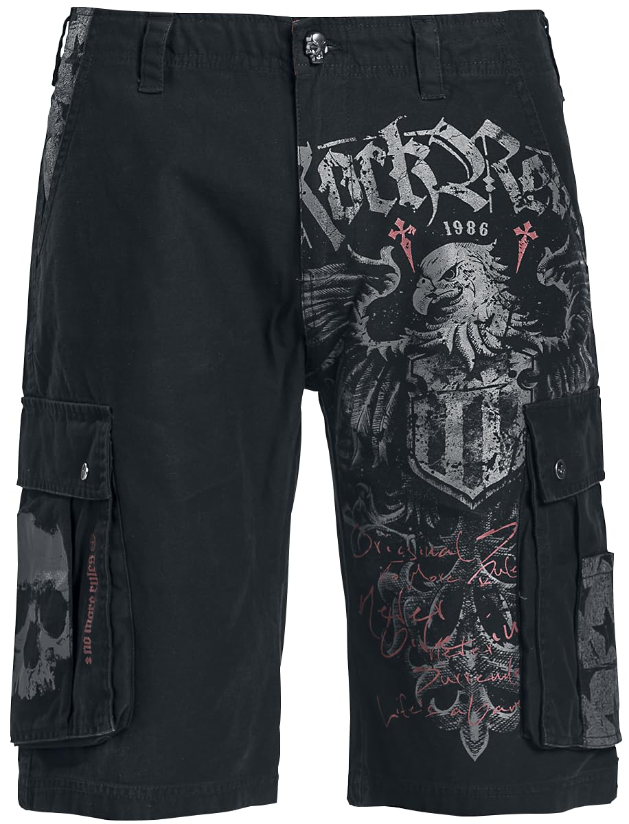 Rock Rebel by EMP Herren Schwarze Shorts mit rockigem Print