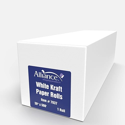 Miniatura 2 de Rollo de papel kraft blanco para artes y manualidades, 36 x 500 pies, ideal para pinturas, arte de pared, papel de caballete, papel de tablón de