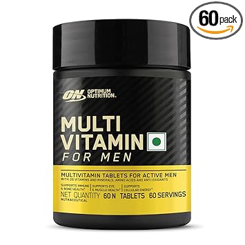 Optimum Nutrition (ON) Multivitamin for MEN– 60 Tablets, 26 Vitamins & Minerals, Amino Acids & Anti-Oxidants (Green Tea Extract, Beta Carotene, Lutein, Lycopene). Vegetarian. - image, photos