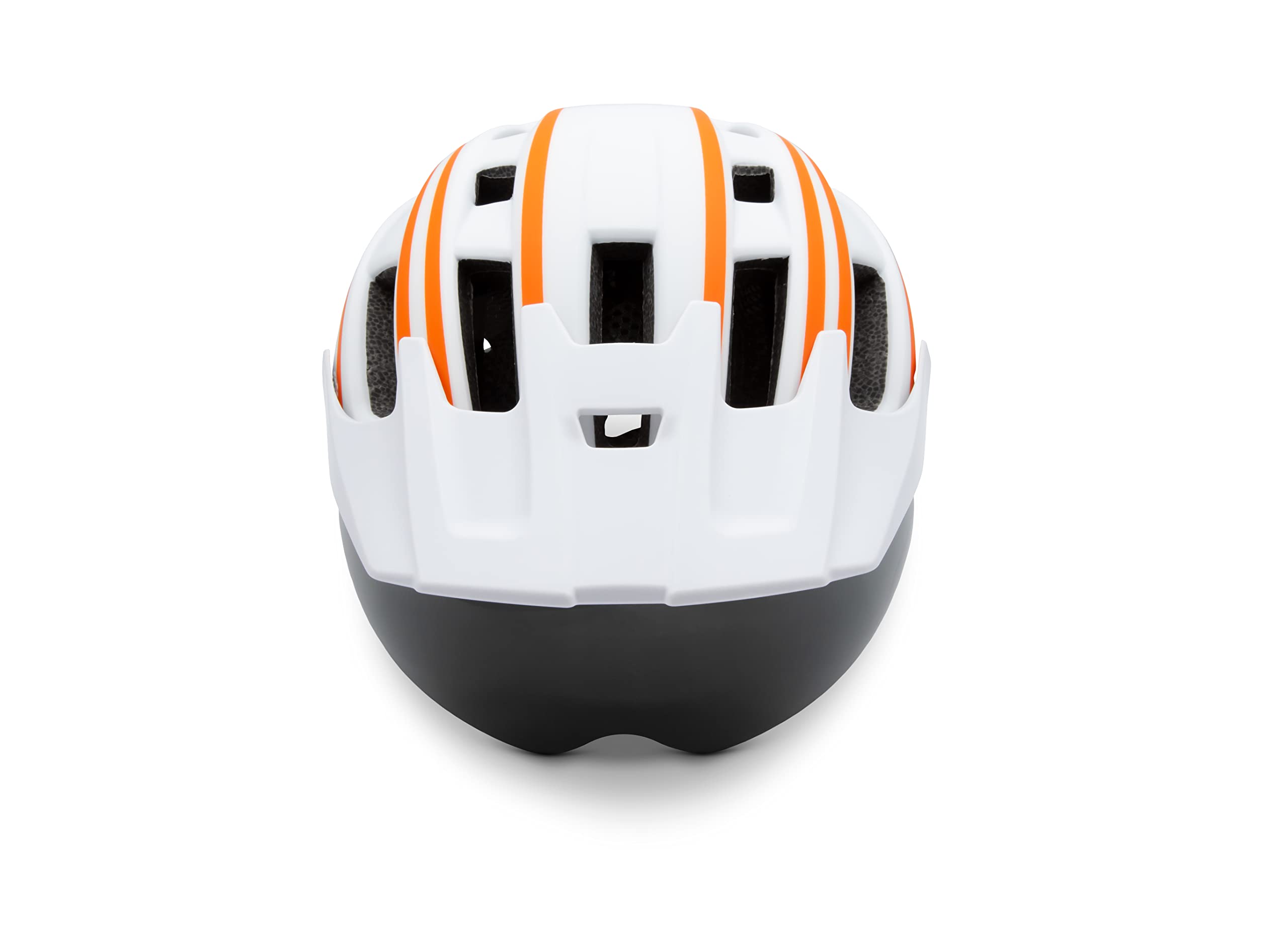 Energy Helmet, Casco Protettivo con Visiera e luci per Bici, ebike e Monopattino Elettrico Unisex Adulto, Bianco e Arancione, L
