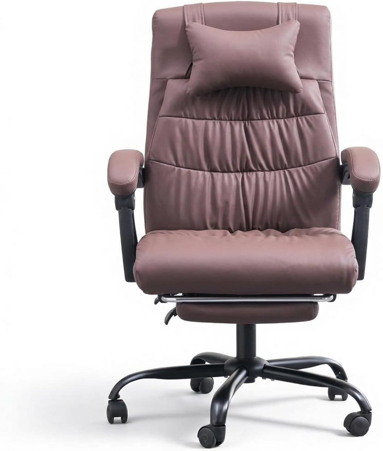 Desk Chair Executive Swivel Reclining Office Chair Padded Armrest Computer Gaming Chair (with Footrest, Brown)