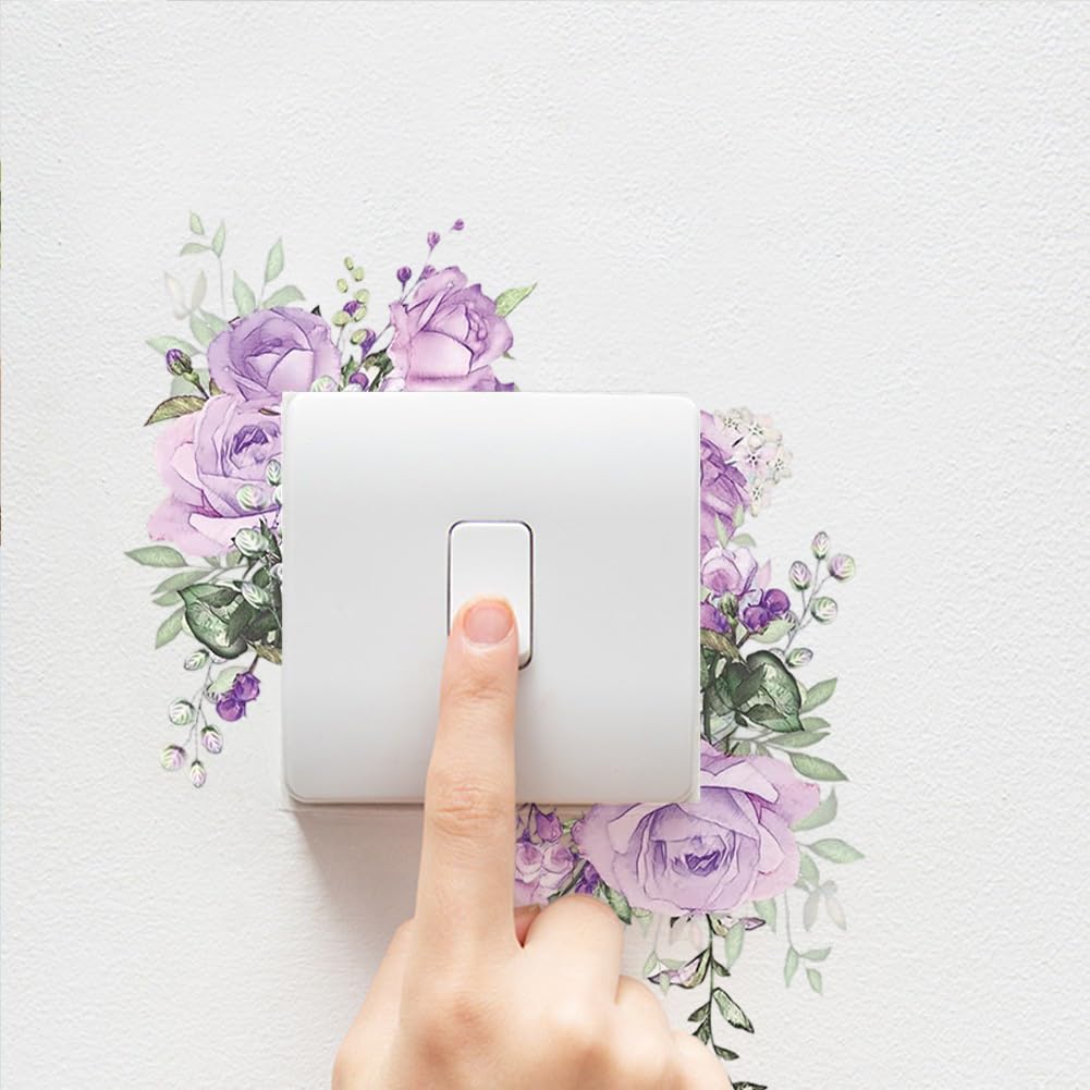 4 Autocollant pour Interrupteur Motif Plantes et Fleurs 9.5x5.7cm Imperméable Motif Plante Verte Rose Décoration Murale Unique pour la Maison la Cuisine la Salle de Bain la Chambre à Couche