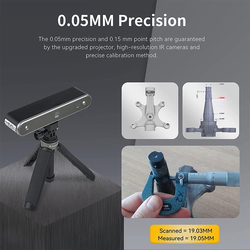 Scanner 3D portable de précision de 0,05 mm pour impression couleur 3D, vitesse de numérisation de 10 ips, prend en charge les téléphones portables et les ordinateurs portables avec plateau tournant