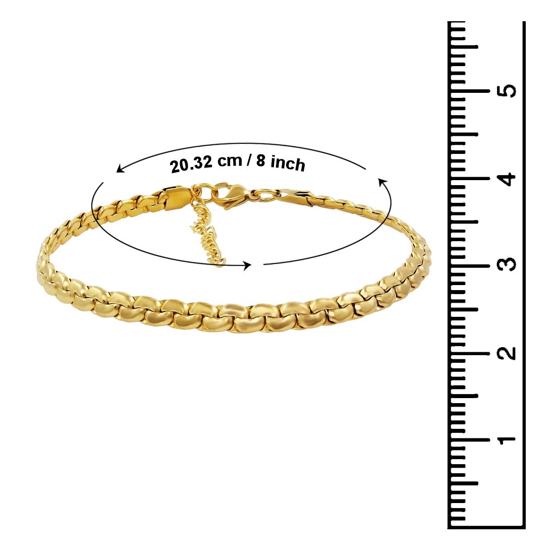 Stainless Steel Chain Wrist Bracelet (Gold + Gold)