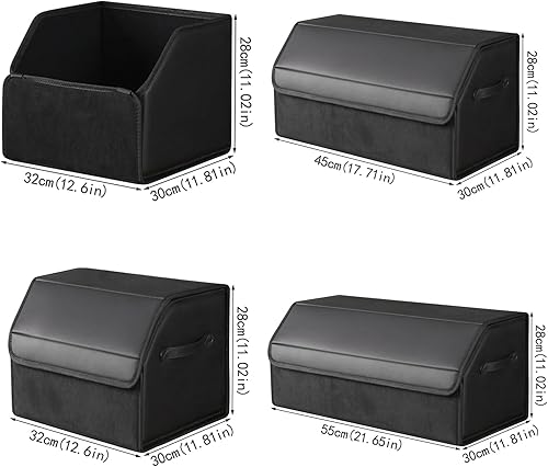 Miniatura 6 de Organizadores de auto y almacenamiento para SUV, organizador de maletero para sedán, caja elegante plegable de cuero con tapa, contenedores de carga