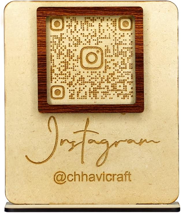 Personalized Instagram social media QR code sign (Light wood)