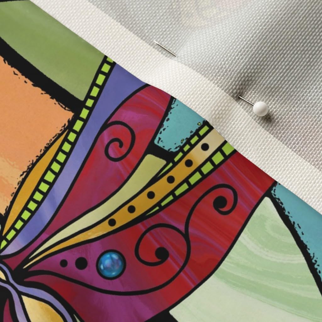 Spoonflower Fabric - Dragonflies Stained Glass Insects Red Colorful Art Deco Dragonfly Printed on Upholstery Velvet Fabric Fat Quarter - Upholstery Home Decor Bottomweight Apparel