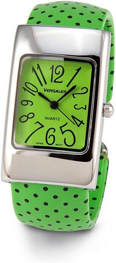 Ladies Green Black Silver Tone Bangle Bracelet Watch