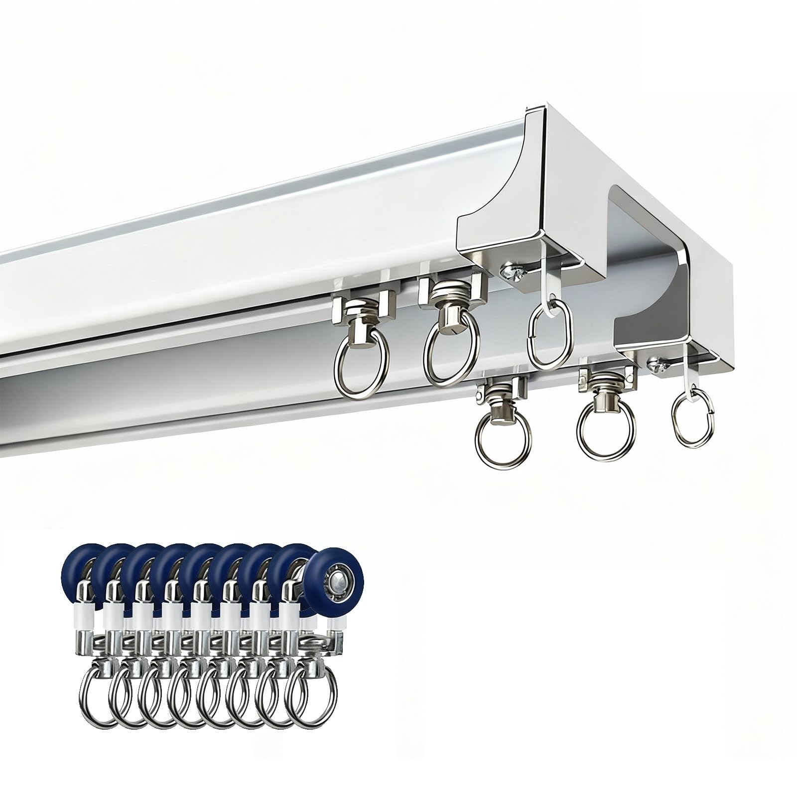 Tringle à rideaux de plafond double rail robuste avec rouleaux