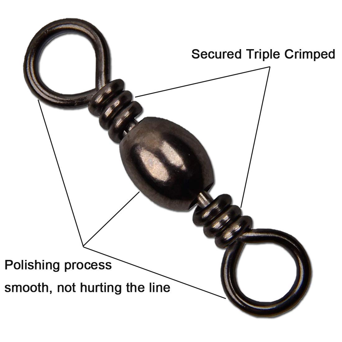 JSHANMEI Fishing Barrel Swivels High Strength Fishing Swivels Solid Ring Fishing Line Connector Copper Stainless Steel Fishing Tackle Accessories for Bass Trout Saltwater Freshwater #10 50pcs