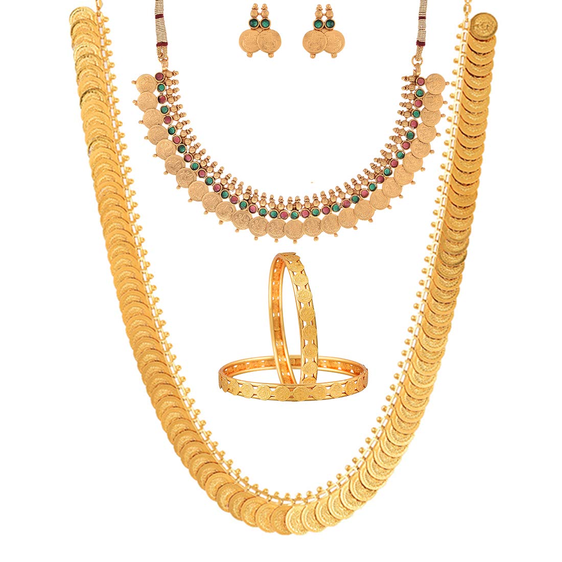 ZENEME Gold Plated and Bangles & Maharani Temple Coin Necklace Set for Women & Girls (Design_02, 2.8 Inches) (B07KX1B2FV) Amazon Price History, Amazon Price Tracker