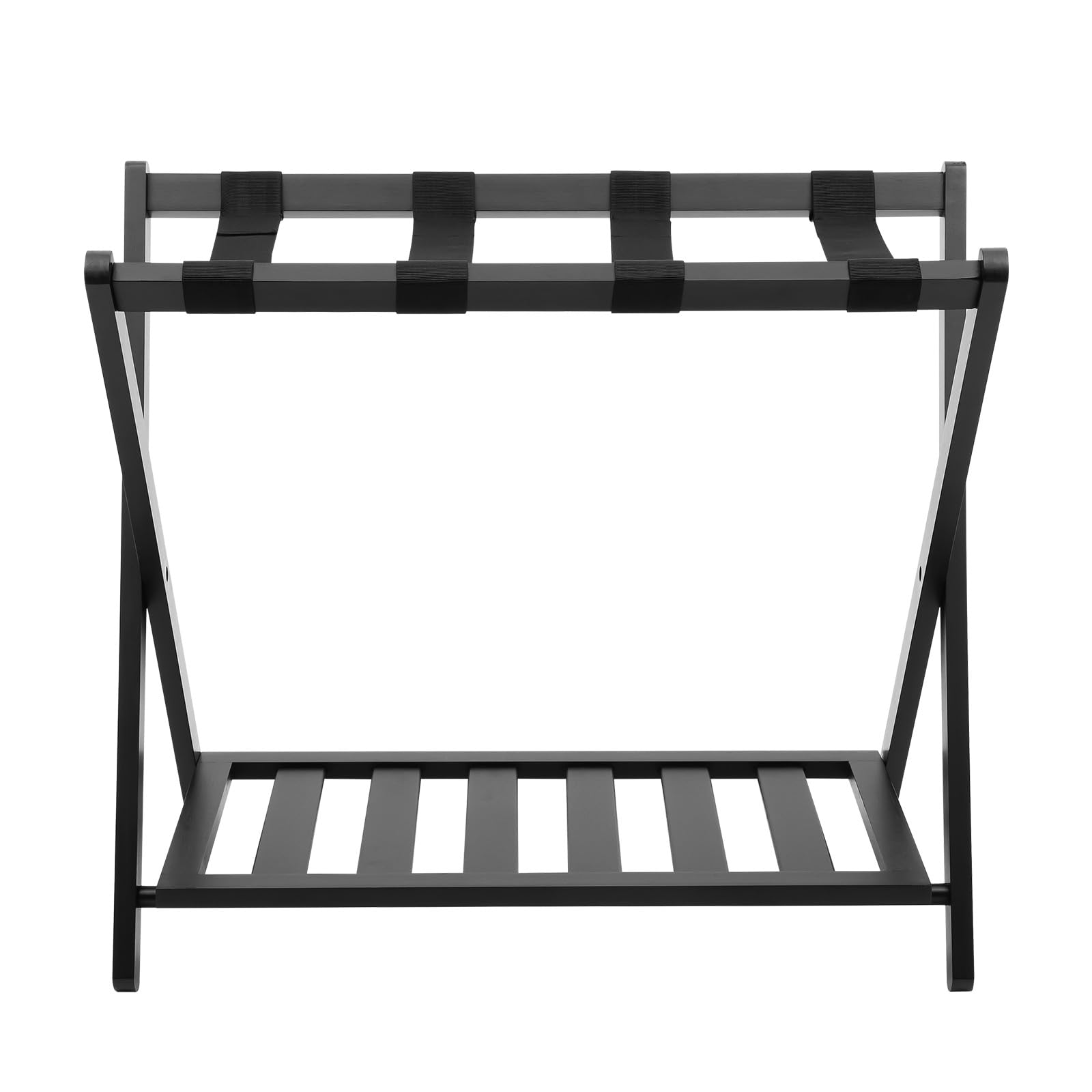 Porte-bagages de chambre pliable en bois noir pour valises d'hôtel