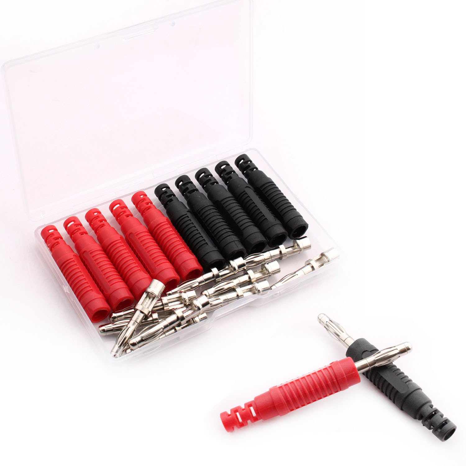 RUNCCI-YUN 10Pcs 4mm Banana plug Solder DIY Banana Plug Male Connectors Adapters for Multimeter Test Leads Probes(Black/Red) - Image 2