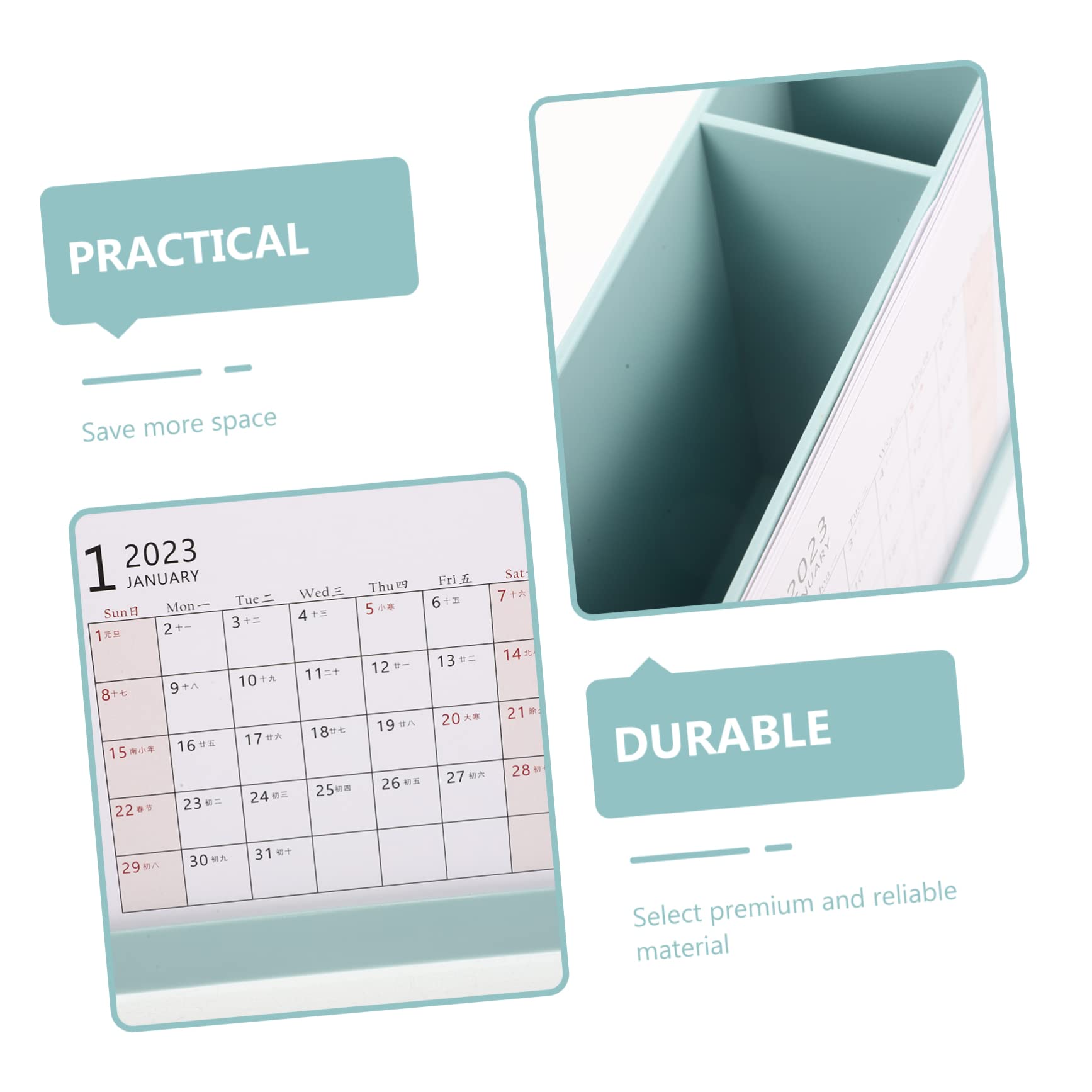 Lurrose 4 Stück 2023 2023 Stifthalter-Tischkalender Schreibtisch-Container die Büro-Schreibtisch-Dekoration storage boxes aufbwahrungs-box kalender einfacher Tischkalender p.s