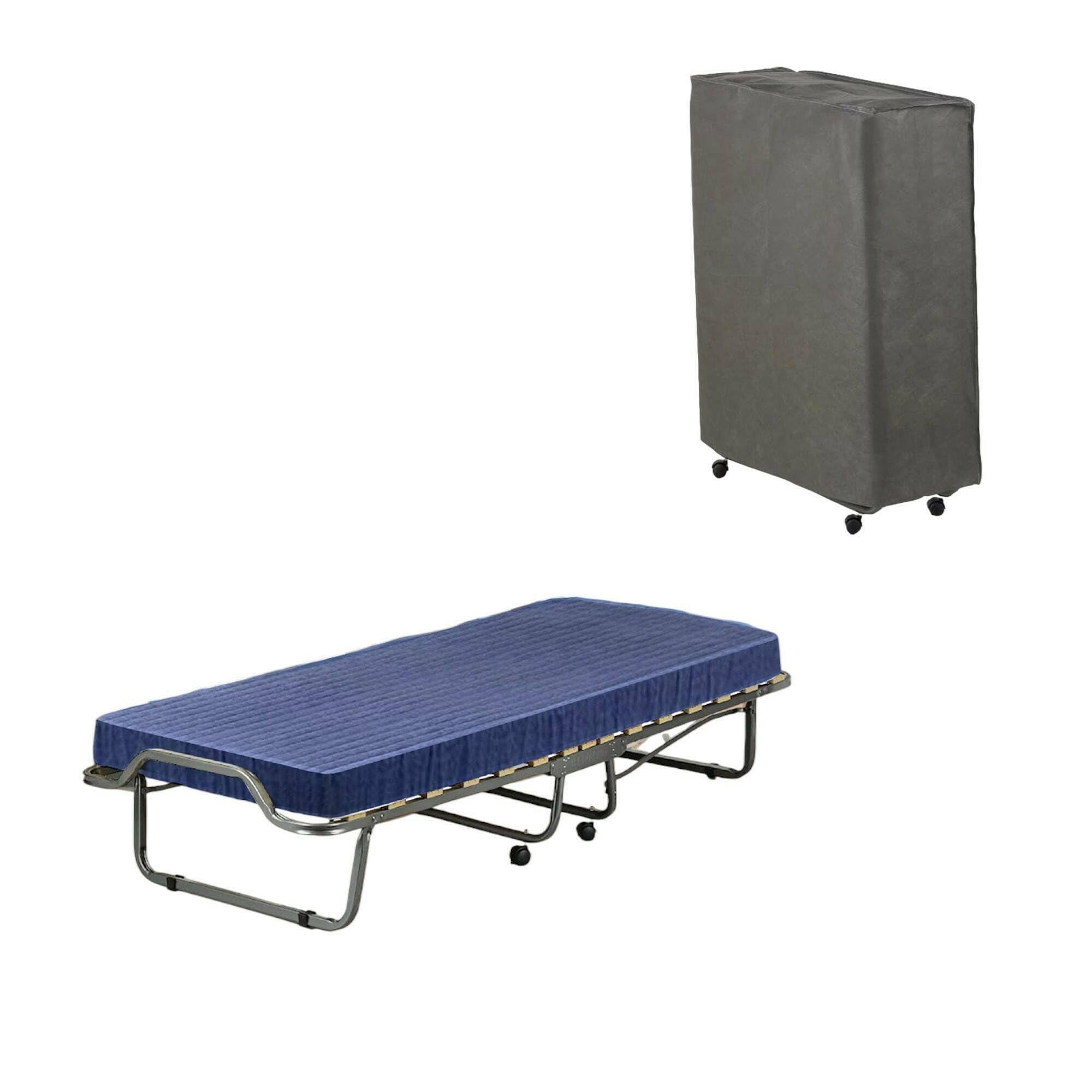 Talamo Italia - Klappbett Venera, Feldbett mit 15 Lattenrosten, inklusive Matratze, platzsparendes Kinderbett, 100% Made in Italy, 80 x 190 x 39 cm, mit Hülle