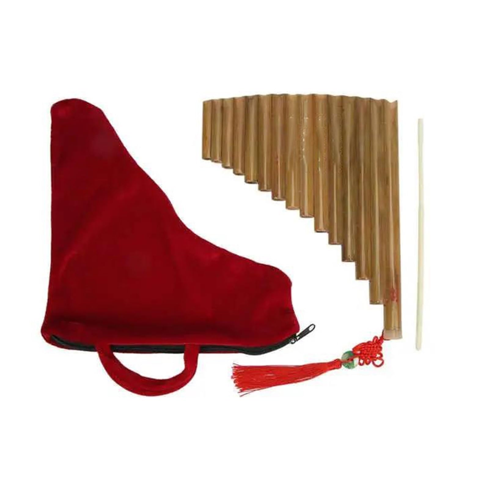 Professional Pan Flute 15 Pipes Natural Bamboo Pan Flute G Key With Bag - Chinese Traditional Woodwind Instrument(L)
