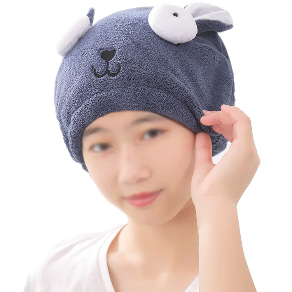Xiinxigo Girls 01#Navy Hair Towel Super Cute Quick Drying Hair Wrap Hat Drying Bath Shower Head Towel Bath Spa Swimming Turban Hat Dry Cap Quick Dry Absorbent Hair Towel,,Adult