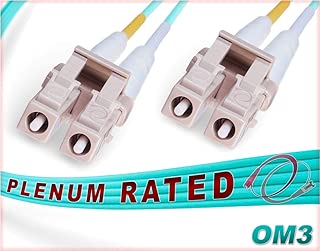 FiberCablesDirect - 1M OM3 LC LC Fiber Patch Cable | 10Gb Plenum Duplex 50/125 LC to LC Multimode Jumper 1 Meter (3.28ft) | Length Options: 0.5M-300M | Made In USA | 1/10/40g sfp 10gbase mm ofnp lc-lc - coolthings.us