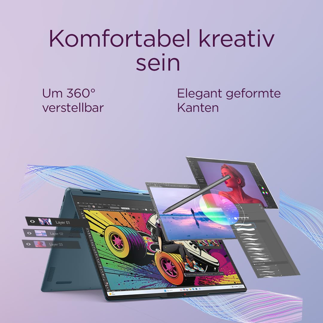 Lenovo Yoga 7 2in1 Laptop 14" WUXGA OLED AMD Ryzen AI 7 350 16GB RAM 512GB SSD AMD Radeon 860M Win11 QWERTZ Tidal Teal