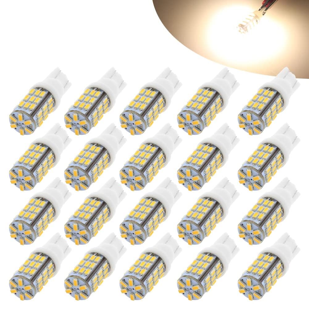 Super Bright RV Trailer 921 194 T10 3014 42-SMD 12V Car Backup Reverse LED Bulbs — Width LED Lights 3200K (12 Pieces)