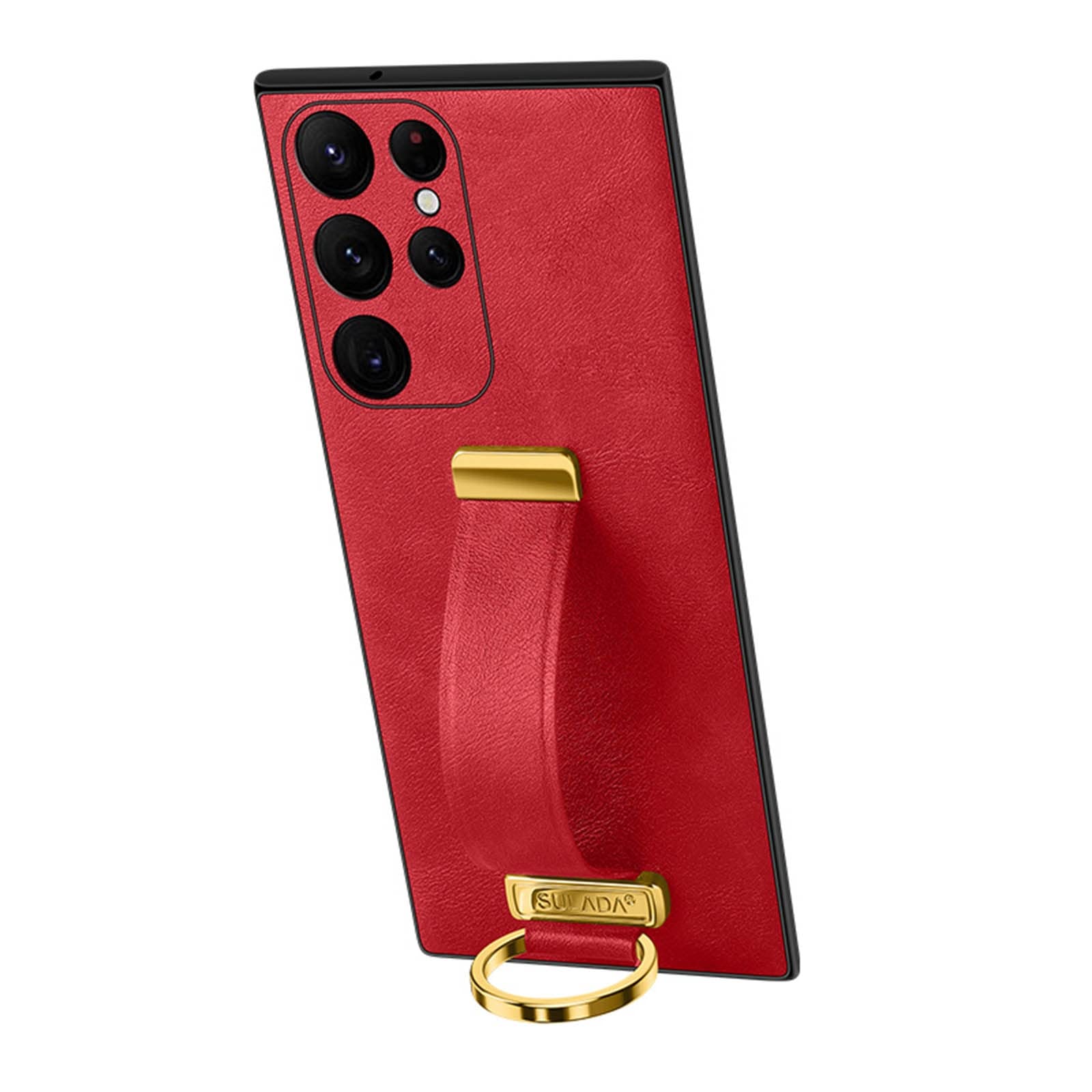 SULADA Cool Series - Leather Texture Skin Feel Shockproof Phone Case for Samsung Galaxy S22 Ultra 5G (Red)