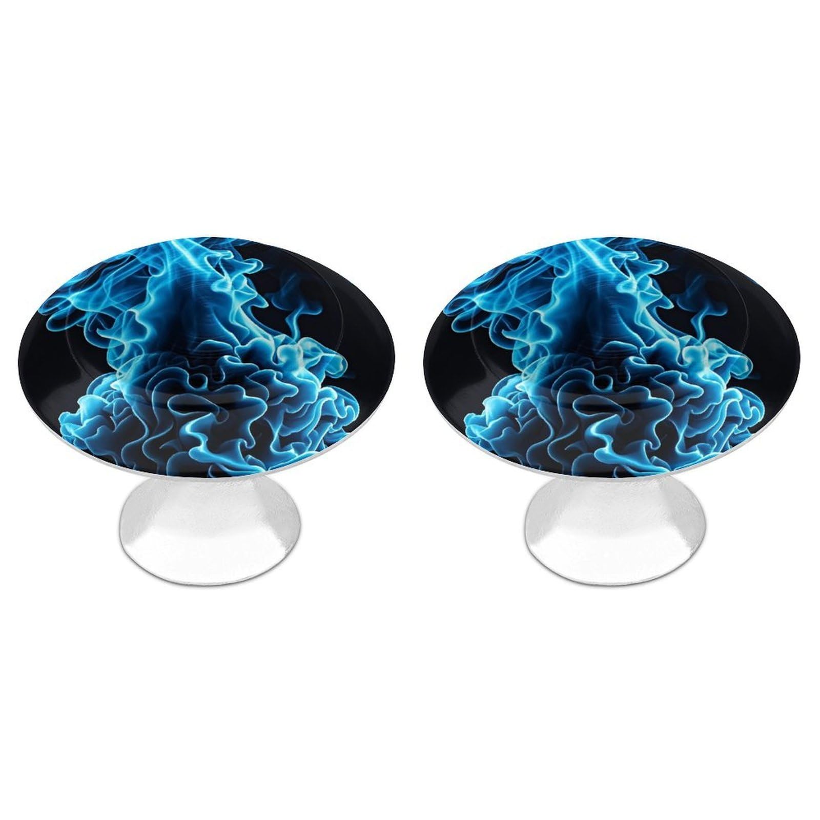 FekiLoot Round Cabinet Knob 2 Pack Kitchen Drawer Knobs Stainless Steel Round Drawer Pulls Modern Cabinet Hardware Blue Flame Drawer Hardware for Dresser Closet Door Knobs