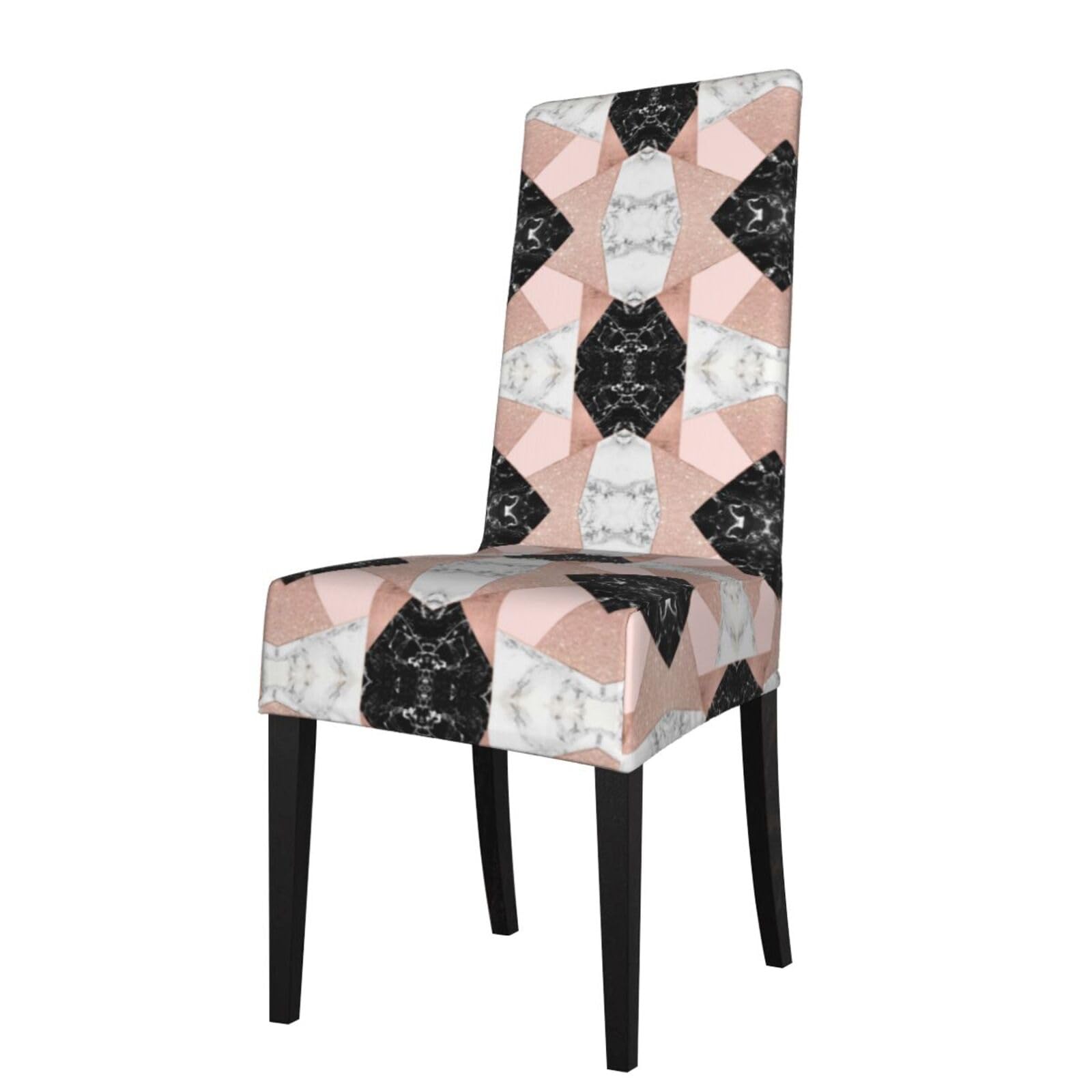 LKYMOH Rose Gold Glitter Black White Marble Geometric, Chair Covers Stretch Chair Slipcovers for Dining Room, for Party Pet Protection Universal Fit Soft Polyester