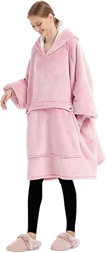 Miniatura 3 de KFUBUO Manta con capucha para adultos, sudadera con capucha de sherpa de gran tamaño con bolsillos, regalos de cumpleaños para mujer, color rosa