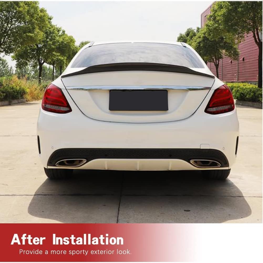 W205 Carbon Fiber Rear Trunk Spoiler for Mercedes Benz W205 2015-2019 C Class C180 C200 C250 C300 C350 C43 C63 AMG Sedan Rear Trunk Lip Spoiler Deck Lip Boot Wing (Style C)