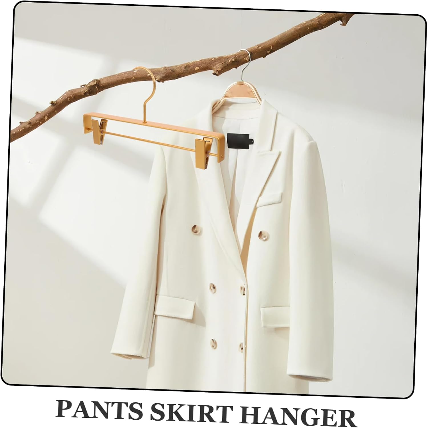 Gold Aluminum Alloy Pants Hanger Heavy Duty with Clips, Closet Organizer