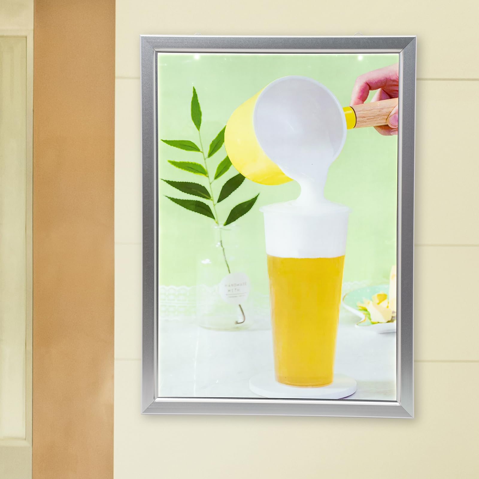 Led Movie Poster Frame, Photo Frame, LED Light Box Display Sign Holder, Wall Mounting, Aluminum Alloy Profile Magnetic Frame for Movie Poster Advertising Display (Silver 33X24inch Flip Design)