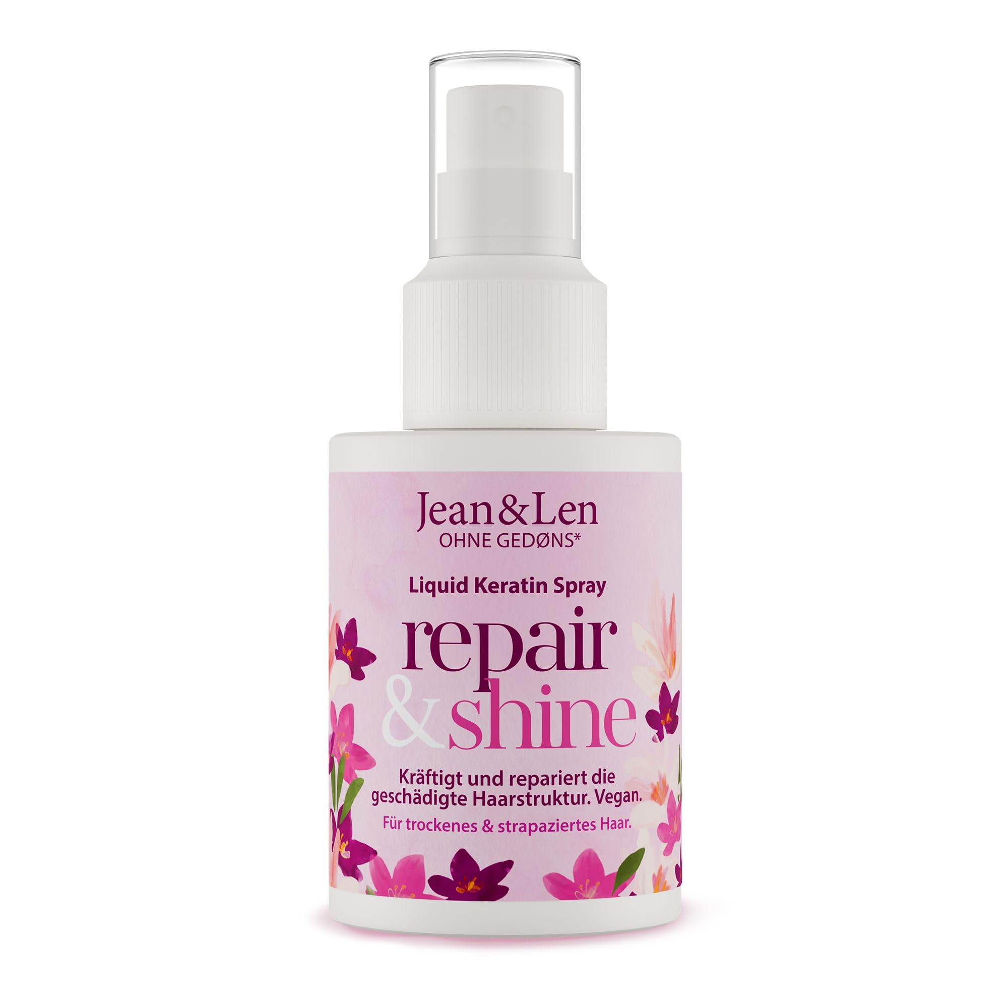 Jean & Len Liquid Keratin Spray, mit Phyto-Keratin Bausteinen & Proteinen, pflegt geschädigtes Haar, duftet nach Sandalwood und Silk, ohne Parabene und Silikone, vegan, 100 ml (1er Pack)