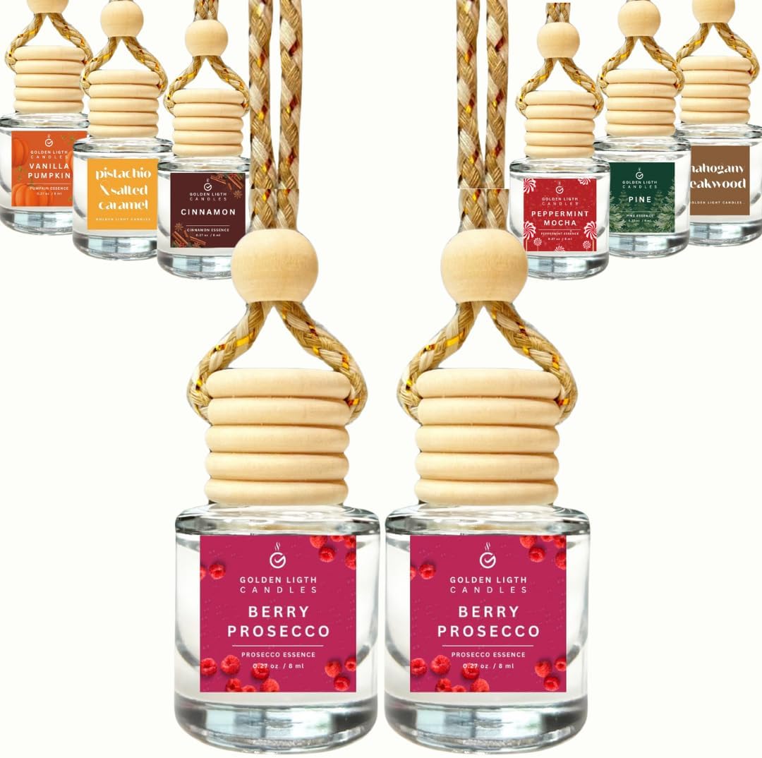 Berry Prosecco Car Scent Hanging Air Freshener (Pack of 2) | Cute Car Fragrance Oil Diffuser | Holiday Edition | Made in USA | Buy 2+ and Save 33%