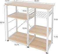 Vista 2 de SogesGame Estante de 3 niveles para panadero, soporte para horno de microondas, estante de almacenamiento con ganchos, estación de trabajo