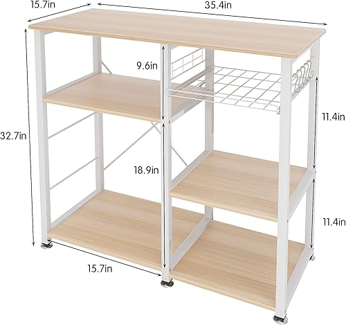 Miniatura 2 de SogesPower Estante de almacenamiento de 3 niveles para cocina, soporte para microondas, organizador de almacenamiento de utilidad, estante de