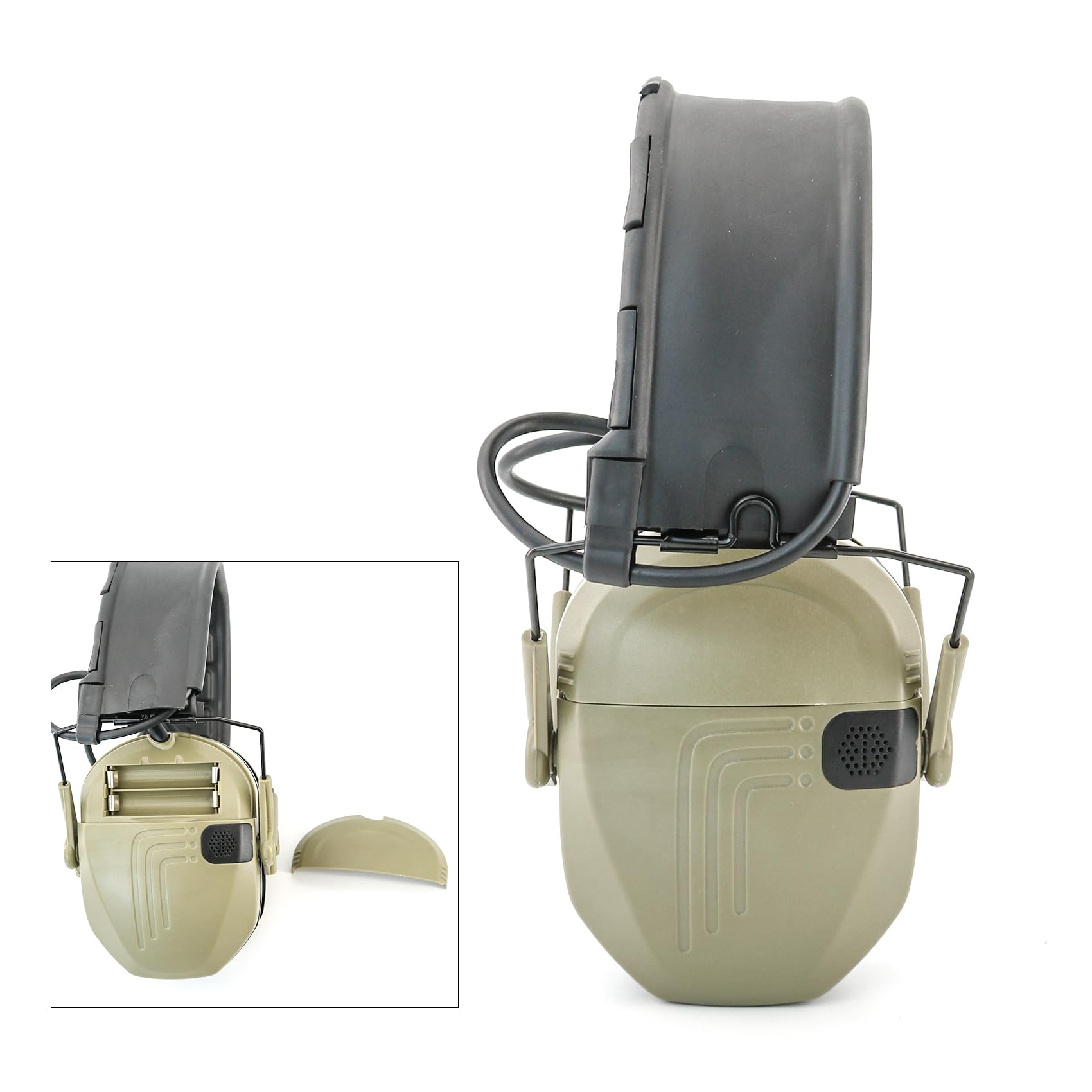 Orejeras electrónicas de seguridad con protección auditiva NRR de 23 dB, reducción de ruido con almohadilla de gel para deportes al aire libre (bronceado)