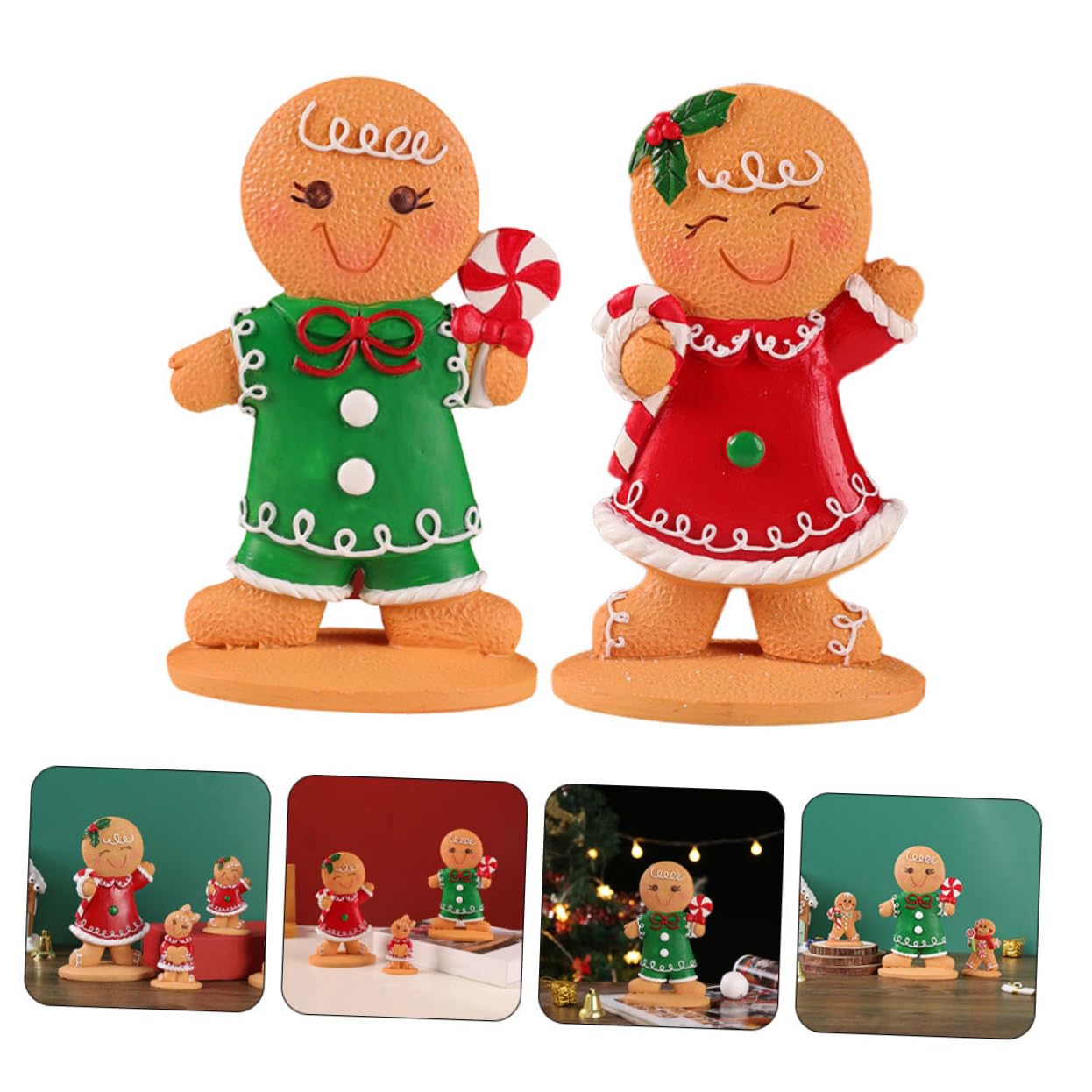 2piezas Adorno De Mesa De Jengibre Navideño Centro De Mesa De Navidad Decoración De Gingerbread para Celebraciones Festivas y Infantiles