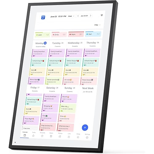 LOOFII 21.5" Smart Digital Calendar – 1920×1080 Full HD Touchscreen Family Planner & Calendar with Chore Chart & Meal Planner, Wall-Mountable (Black White)