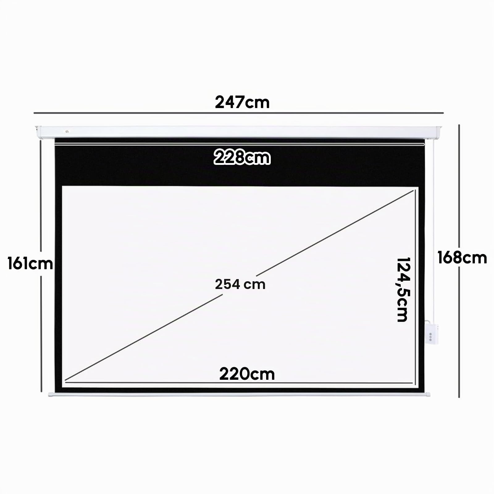 Fabulcozy Schermo di Proiezione Motorizzato, Avvolgibile e a Scomparsa da 100 Pollici Formati 16:9 Bianco per Proiettore 253x168cm