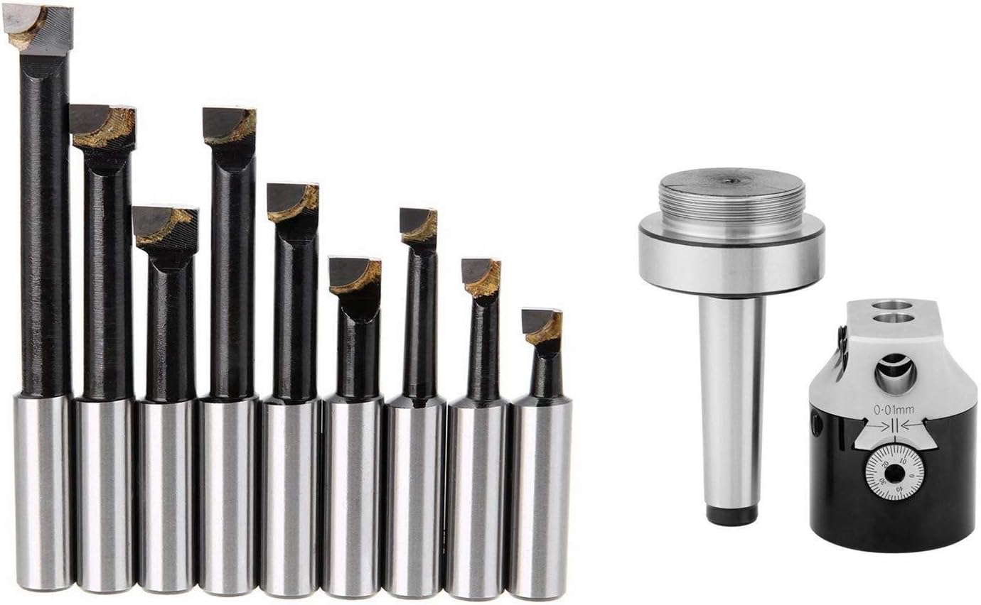 Lathe Tool 2 Set Hard Alloy Shank Boring Bar Set Carbide Tipped Bars 12Mm for 2 Inch 50Mm Boring Head for Lathe Milling Black Silver Silver