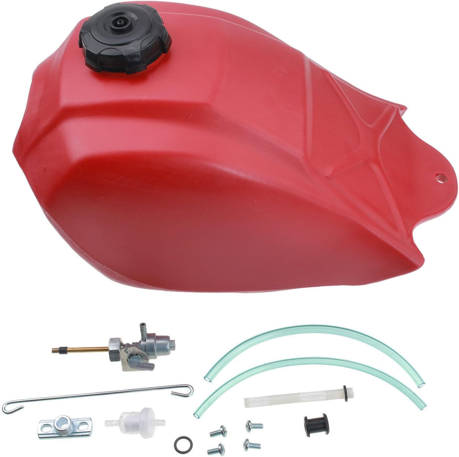 A-Premium Gas Fuel Tank with Fuel Cap and Fuel Petcock Valve Switch Compatible with Honda ATC250SX 1985 1986 1987, Replaces# FT49009