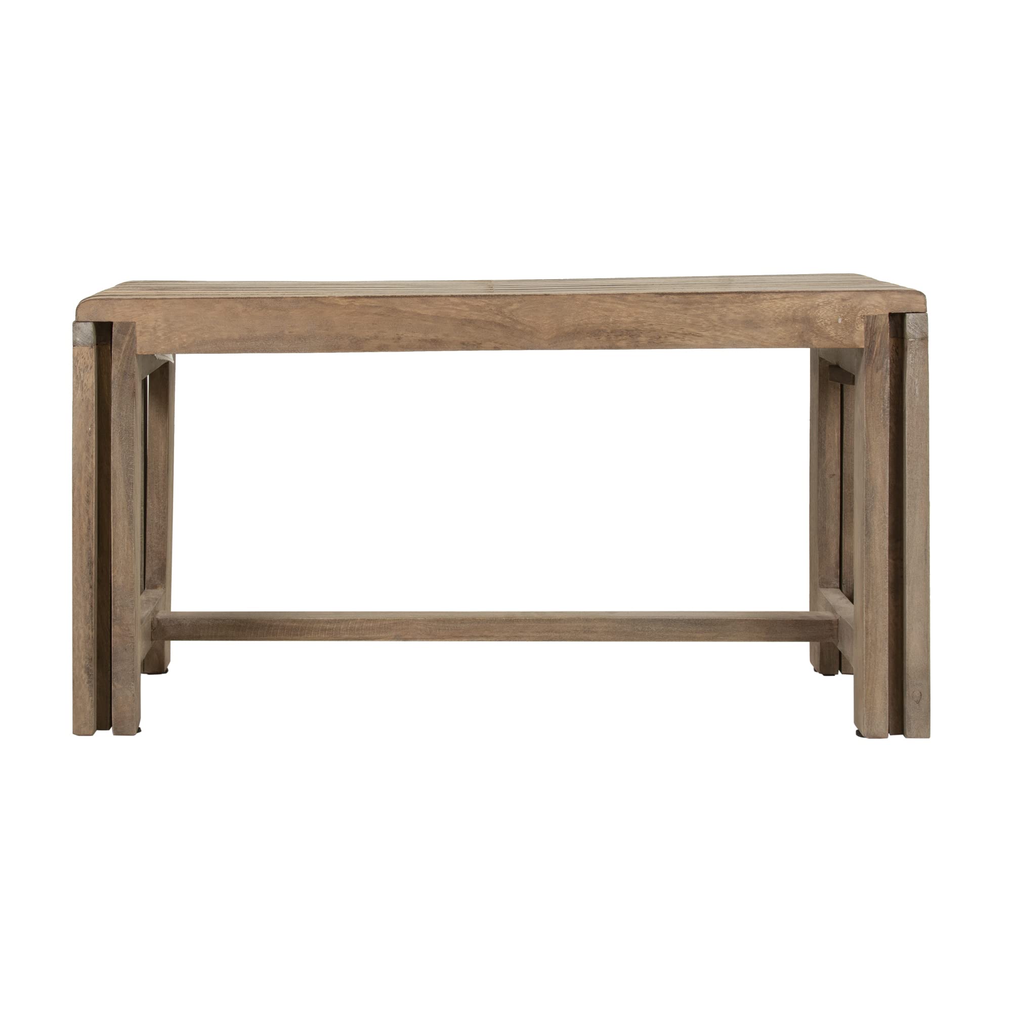 Extendable Dining Bench, Solid Mango Wood, 35 to 60 Inch | Expandable bench seating for dining room, entryway or end of bed, natural sand finish, 300 lb capacity, fully assembled