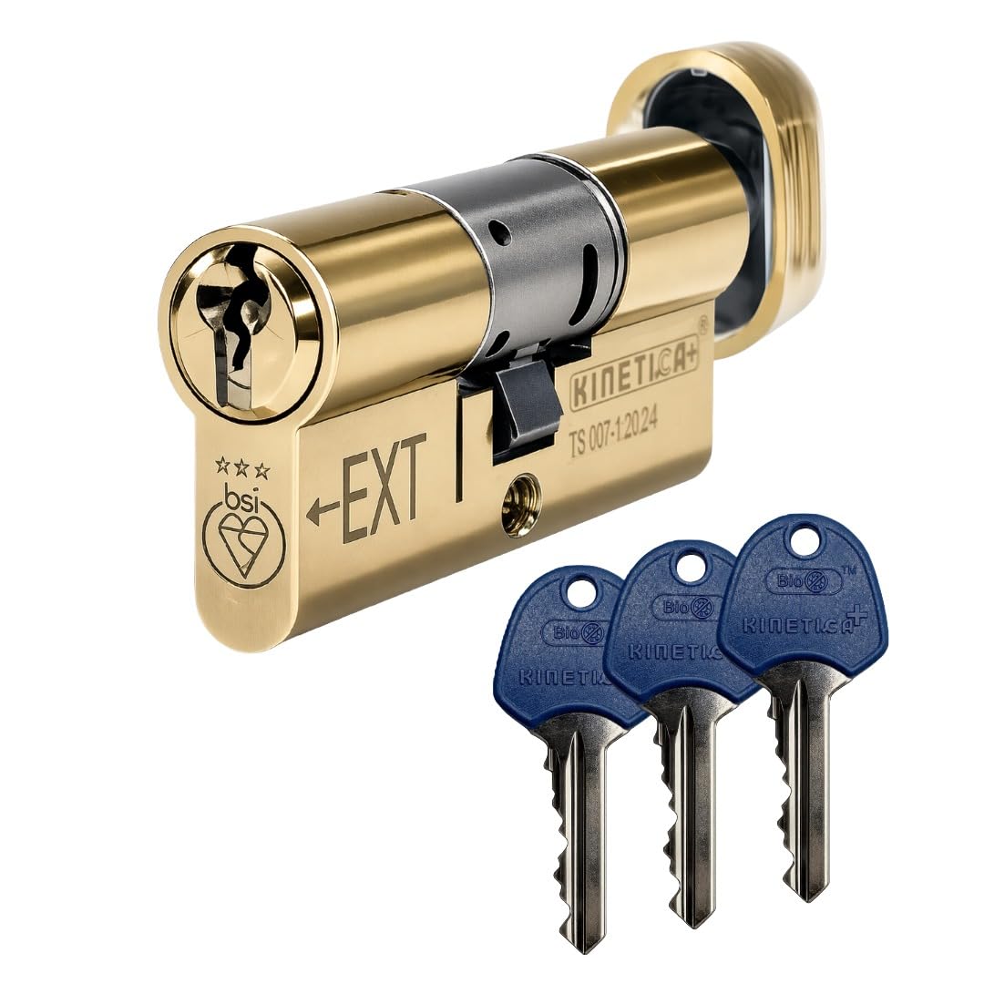 Uap Polished Brass Ts007 3 Star Euro Cylinder Thumbturn Lock, ,50T/50(100Mm)