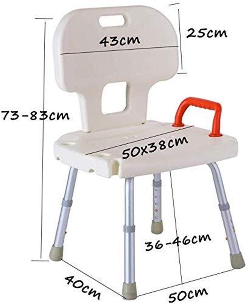 Taburete de Ducha Silla de baño Asiento de baño con apoyabrazos con Respaldo Altura Ajustable Portátil Ligero Aluminio Carcasa Antideslizante Cojinete 200 Kg